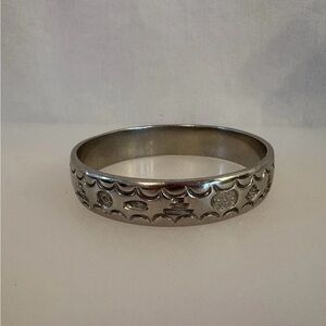 Sterling Silver Bangle Bracelet Native American Stamps Marked 925 75 Grams